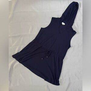 J. Valdi Navy Blue Sleeveless Hooded Swim Cover-Up Dress – Size Large